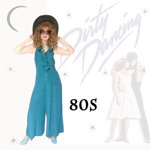 Vintage Summer Jumpsuit Palazzo Halter 80s Wide Leg and NWT City Triangles